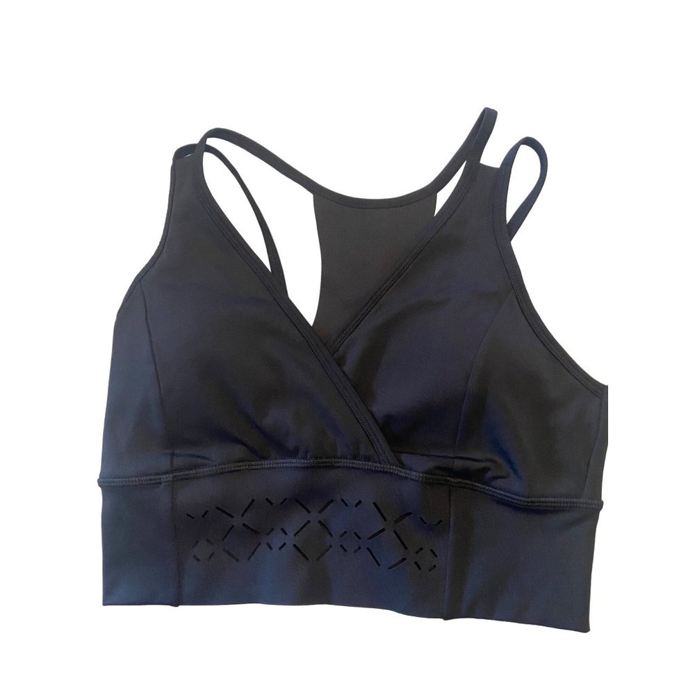 Zella black sports bra with cut out detail polygiene technology size S new
